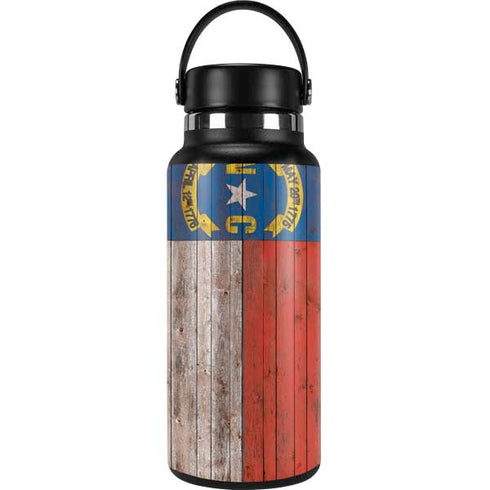 North Carolina Flag Dark Wood Hydro Flask 32oz Wide Mouth Skin