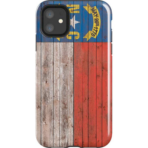 North Carolina Flag Dark Wood iPhone 11 Impact Case