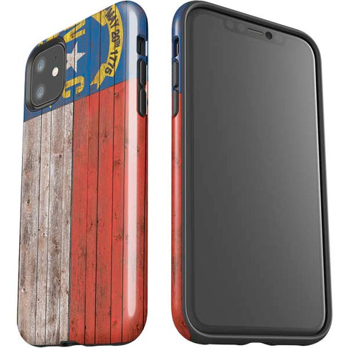 North Carolina Flag Dark Wood iPhone 11 Impact Case