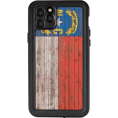 North Carolina Flag Dark Wood iPhone 11 Pro Max Waterproof Case