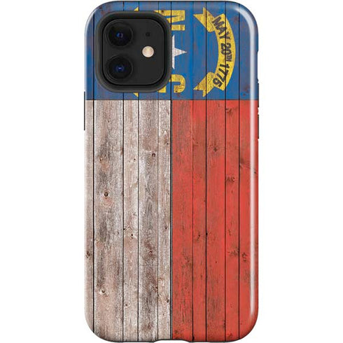 North Carolina Flag Dark Wood iPhone 12 Impact Case