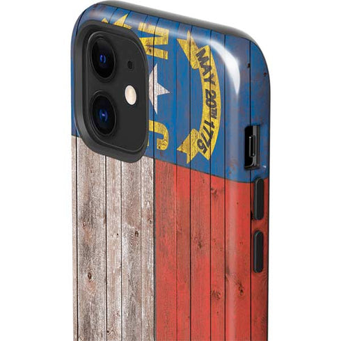 North Carolina Flag Dark Wood iPhone 12 Impact Case