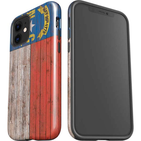 North Carolina Flag Dark Wood iPhone 12 Impact Case