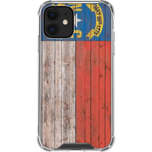 North Carolina Flag Dark Wood iPhone 12 Mini Clear Case