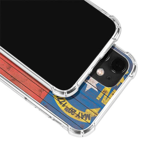 North Carolina Flag Dark Wood iPhone 12 Mini Clear Case