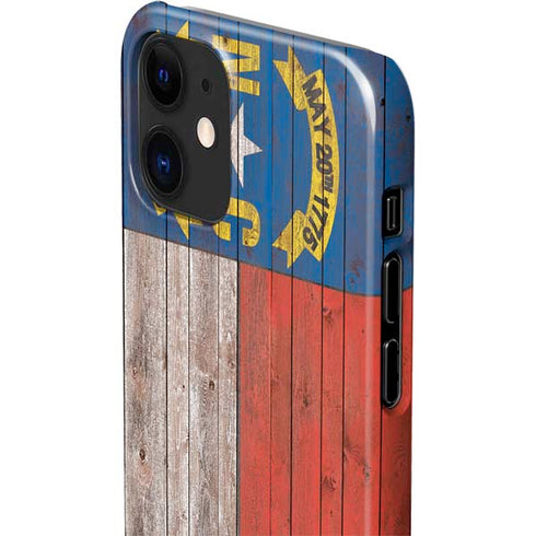 North Carolina Flag Dark Wood iPhone 12 Mini Lite Case