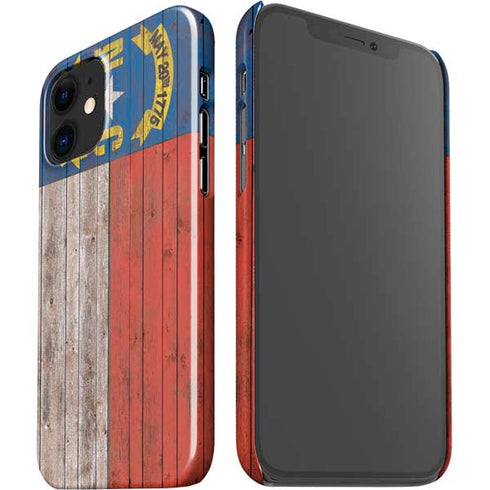 North Carolina Flag Dark Wood iPhone 12 Mini Lite Case