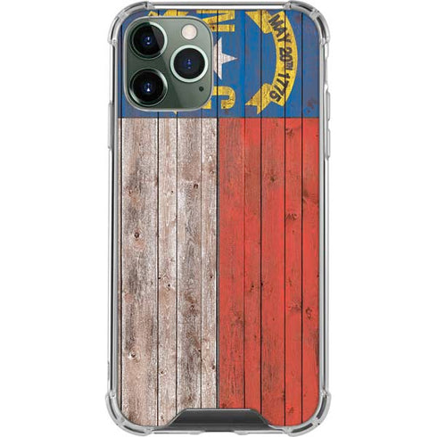 North Carolina Flag Dark Wood iPhone 12 Pro Clear Case