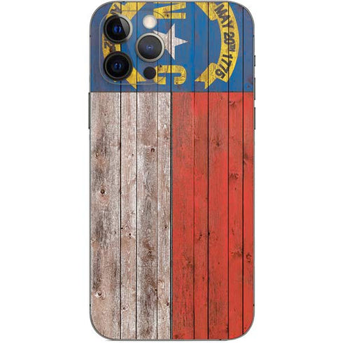 North Carolina Flag Dark Wood iPhone 12 Pro Skin