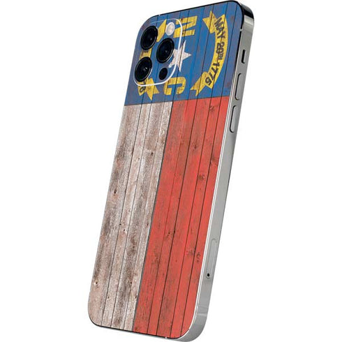North Carolina Flag Dark Wood iPhone 12 Pro Skin