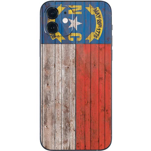 North Carolina Flag Dark Wood iPhone 12 Skin