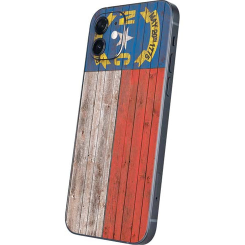 North Carolina Flag Dark Wood iPhone 12 Skin
