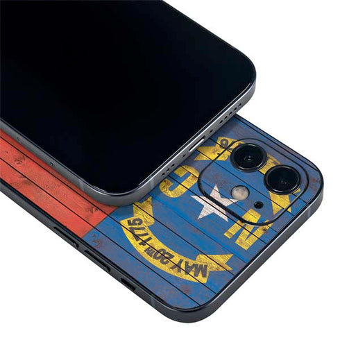 North Carolina Flag Dark Wood iPhone 12 Skin
