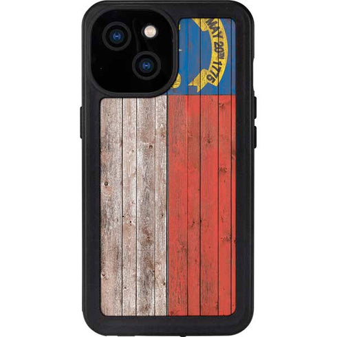 North Carolina Flag Dark Wood iPhone 13 Mini Waterproof Case