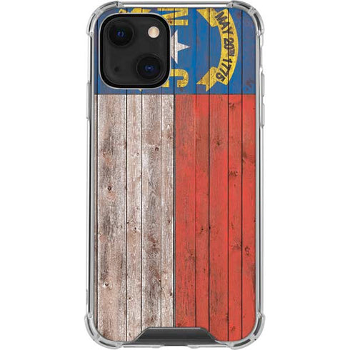 North Carolina Flag Dark Wood iPhone 14 Plus Clear Case