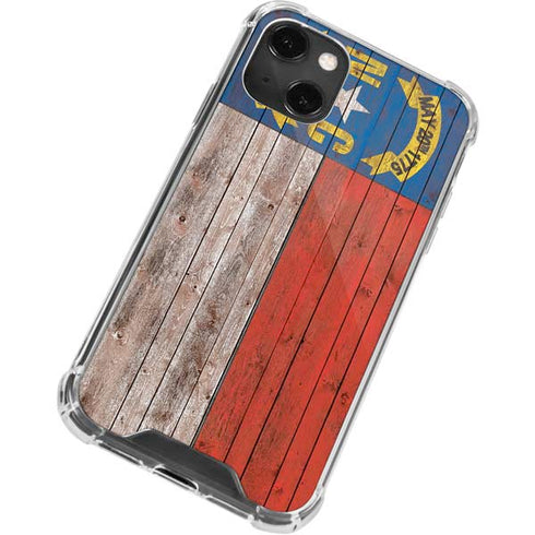 North Carolina Flag Dark Wood iPhone 14 Plus Clear Case