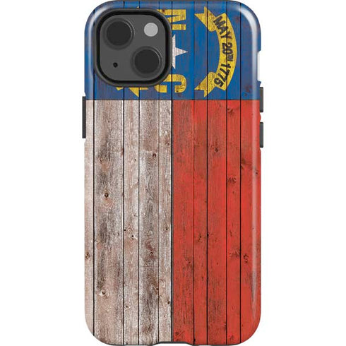 North Carolina Flag Dark Wood iPhone 15 Impact Case
