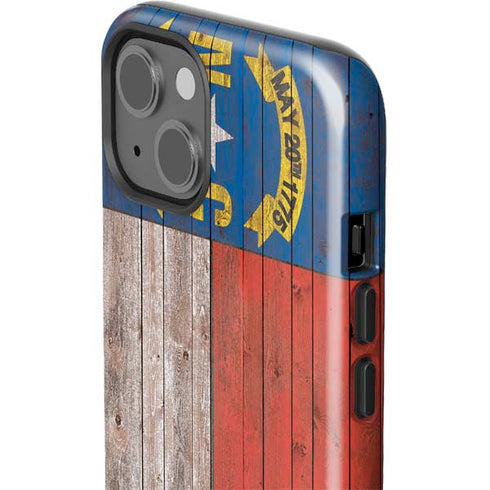 North Carolina Flag Dark Wood iPhone 15 Impact Case
