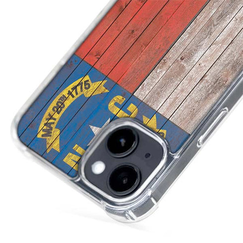 North Carolina Flag Dark Wood iPhone 15 Plus MagSafe Case