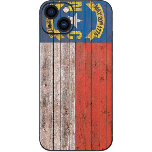 North Carolina Flag Dark Wood iPhone 14 Plus Skin