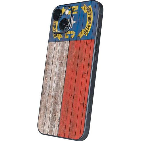 North Carolina Flag Dark Wood iPhone 15 Plus Skin