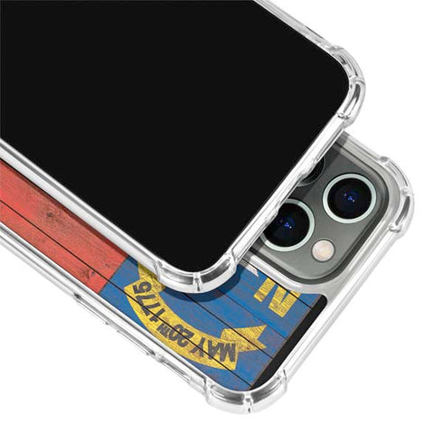 North Carolina Flag Dark Wood iPhone 15 Pro Clear Case