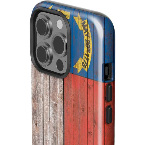 North Carolina Flag Dark Wood iPhone 14 Pro Impact Case