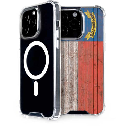 North Carolina Flag Dark Wood iPhone 15 Pro MagSafe Case