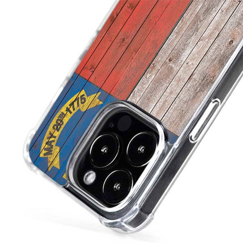 North Carolina Flag Dark Wood iPhone 15 Pro MagSafe Case