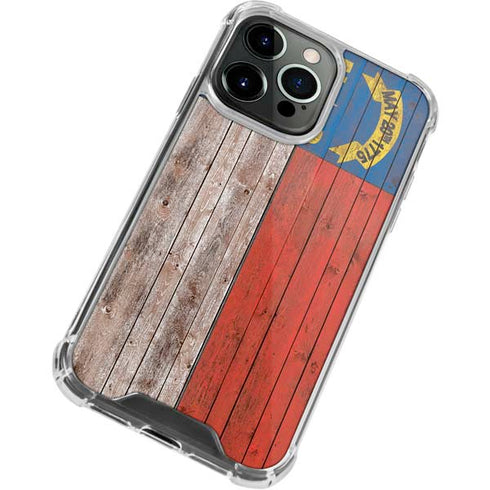 North Carolina Flag Dark Wood iPhone 15 Pro Max Clear Case