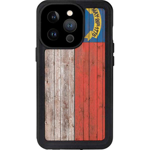 North Carolina Flag Dark Wood iPhone 14 Pro Waterproof Case