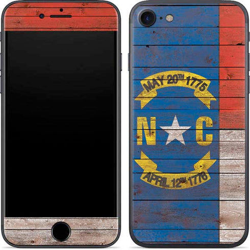 North Carolina Flag Dark Wood iPhone 8 Skin