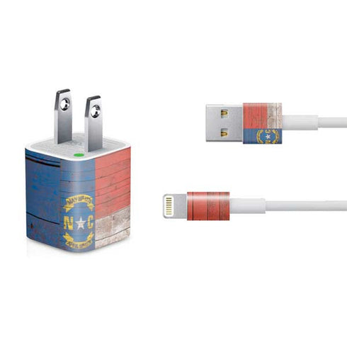 North Carolina Flag Dark Wood iPhone Charger (5W USB) Skin
