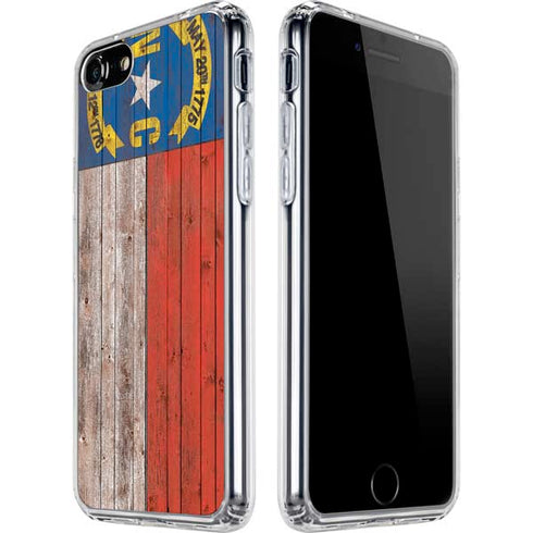 North Carolina Flag Dark Wood iPhone SE (2nd & 3rd Gen) Clear Case