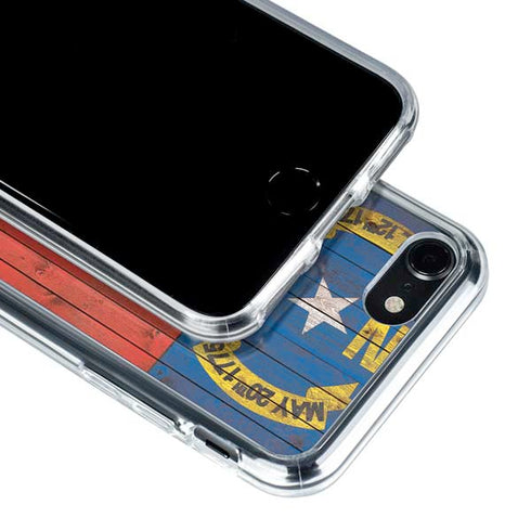 North Carolina Flag Dark Wood iPhone SE (2nd & 3rd Gen) Clear Case