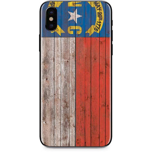 North Carolina Flag Dark Wood iPhone X Skin