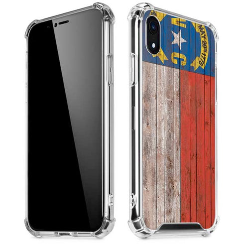 North Carolina Flag Dark Wood iPhone XR Clear Case
