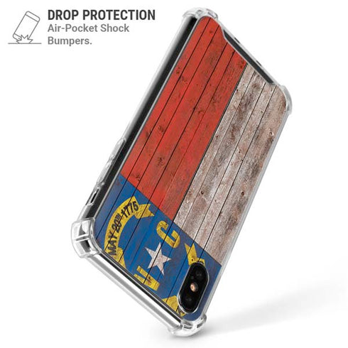 North Carolina Flag Dark Wood iPhone XS Max Clear Case