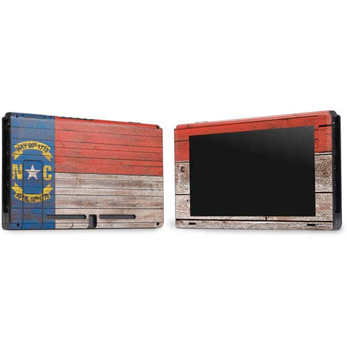 North Carolina Flag Dark Wood Nintendo Switch Bundle Skin