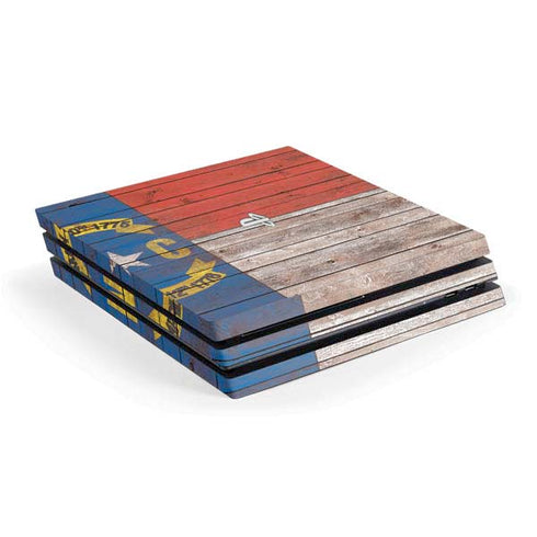 North Carolina Flag Dark Wood PS4 Pro Console Skin