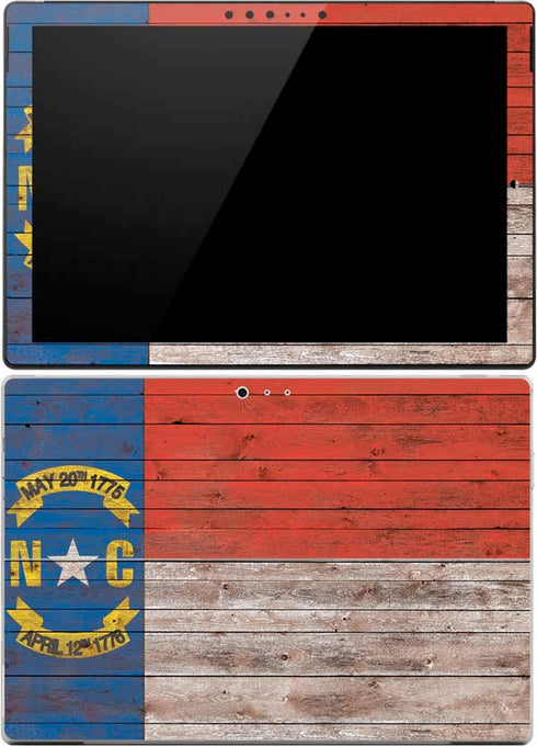 North Carolina Flag Dark Wood Surface Pro 4 Skin