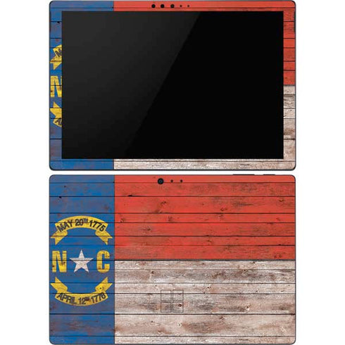 North Carolina Flag Dark Wood Surface Pro 6 Skin