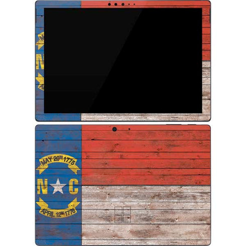 North Carolina Flag Dark Wood Surface Pro 7 Skin