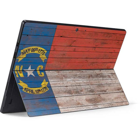 North Carolina Flag Dark Wood Surface Pro 7 Skin