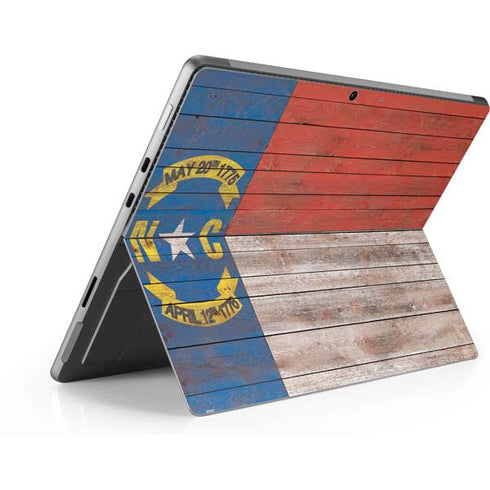 North Carolina Flag Dark Wood Surface Pro 8 Skin