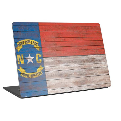 North Carolina Flag Dark Wood Universal Laptop 11in (8.8 x 6.2in) Skin