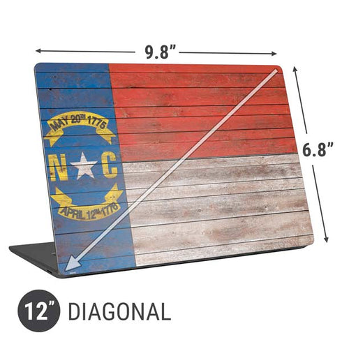 North Carolina Flag Dark Wood Universal Laptop 12in (9.8 x 6.8in) Skin