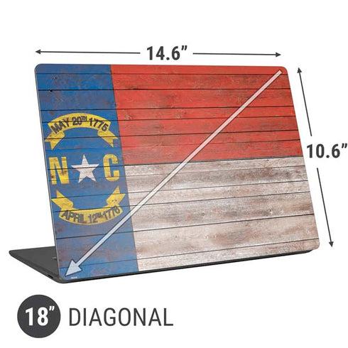 North Carolina Flag Dark Wood Universal Laptop 18in (14.6 x 10.6in) Skin