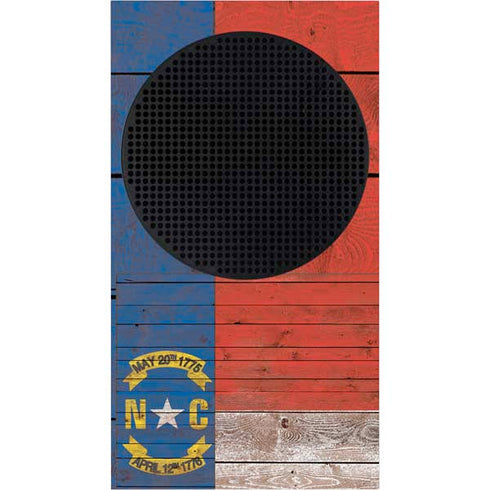 North Carolina Flag Dark Wood Xbox Series S Console Skin