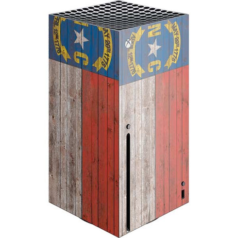 North Carolina Flag Dark Wood Xbox Series X Console Skin